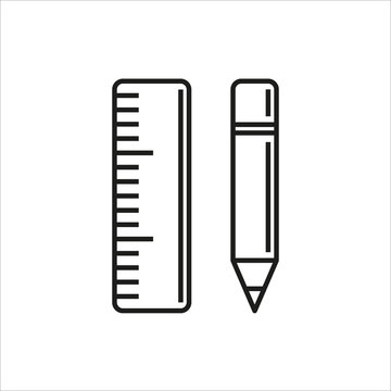 Pencil and ruler icon on white background
