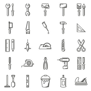 Working tools icon set on white background