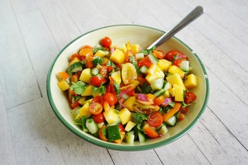 Fresh tomato, mango, and cilantro salsa