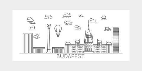 Budapest city thin line vector illustration