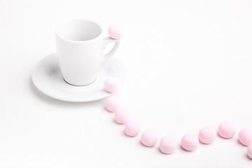 Fototapeta na wymiar Pink Candy, Unique Coffee, Candy Coffee, Coffee Advertisement, Coffee White Background, Pure Coffee