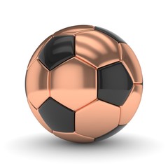 Obraz premium Bronze soccer ball on white background. 3D rendering.