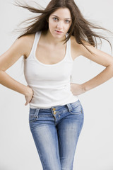 stylish young woman posing in clear background