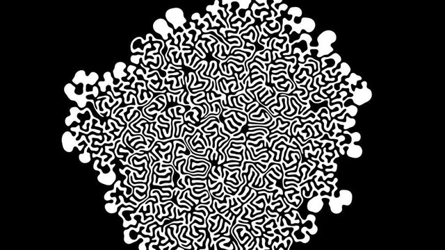 4k organic expanding mask, brain-like pattern filling entire screen with growing motion. Use as revealer, mask, matte, texture, blend, transition