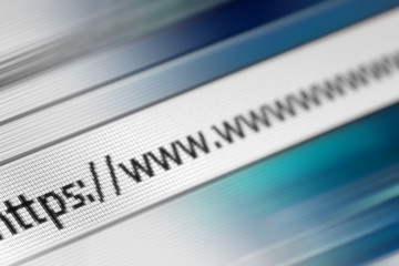 Closeup of Http Address in Web Browser in Shades of Blue - Shallow Depth of Field