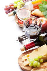 Wine, grape, cheese, sausages