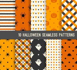 Ten Halloween different seamless patterns.