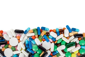 frame of colored pills and capsules
