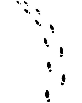 Trail of shoes prints, turn left, vector
