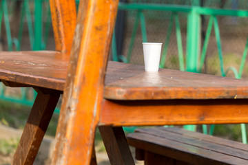 Fototapeta na wymiar plastic cup on the table
