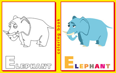 elephant. Children coloring with the letters. vector image