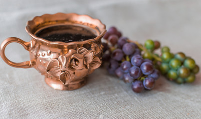 cup of coffee and fruits
