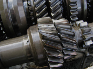Worn cog wheels removed from the gearbox