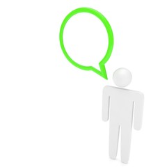 3d man with talk bubbles isolated over a white background. 3d rendering.