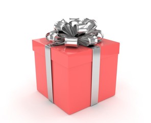 gift box with bows isolated on white. 3d rendering.