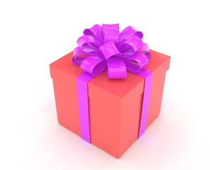 Obraz premium gift box with bows isolated on white. 3d rendering.