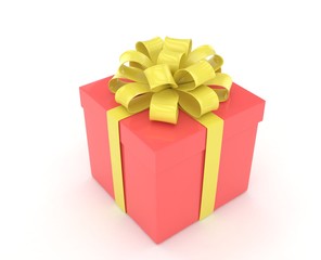 gift box with bows isolated on white. 3d rendering.