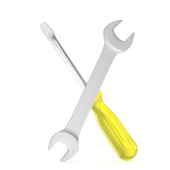 3D Illustration Wrench and screwdriver, service concept