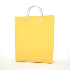 Paper Shopping Bag isolated on white background. 3d rendering.