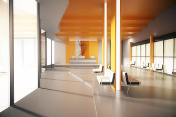 Orange office lobby