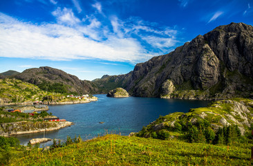 Fototapeta premium Hiking around Nusfjord , on the Lofoten Islands, Norway. 