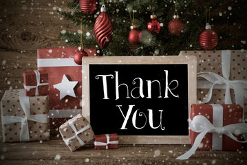 Nostalgic Christmas Tree With Thank You, Snowflakes