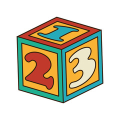 cube 123 blocks kids toy entertainment game vector illustration
