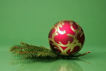 Holday Ornament and Pine Branch