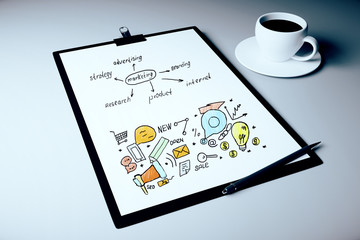 Clipboard with business skecth