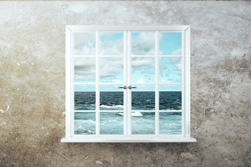 Fototapety  Białe okno z widokiem na morze
