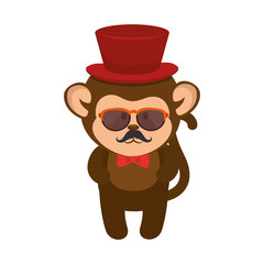 monkey wearing a costume animal cartoon funny wildlife vector illustration