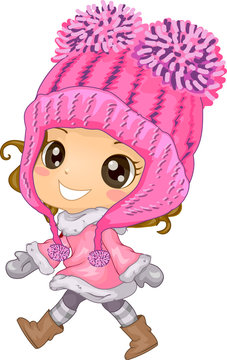 pink hat girl walking clip art preview