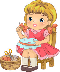 Kid Girl Doll Embroidery Frame