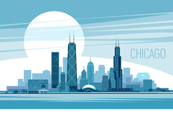 Chicago Vector illustration - obrazy, fototapety, plakaty