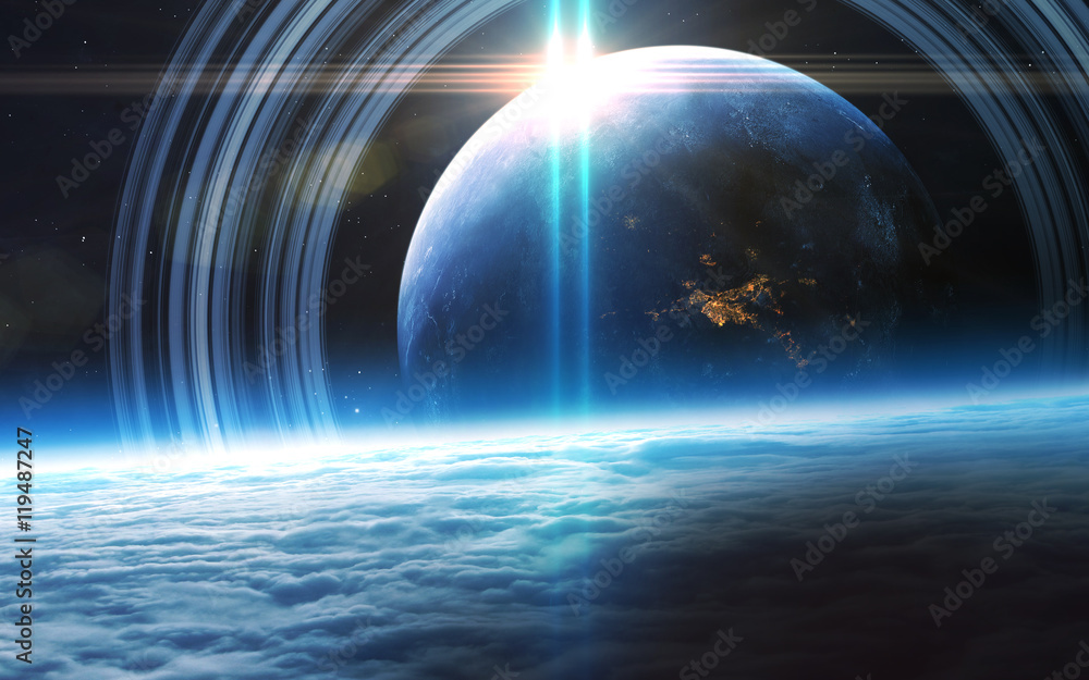 Wall mural infinite space background with nebulas and stars. this image elements furnished by nasa