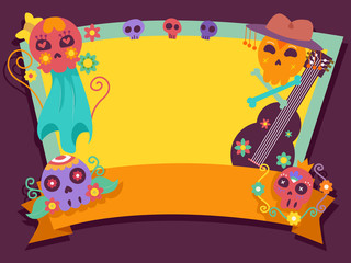 Sugar Skull Couple Ribbon Frame