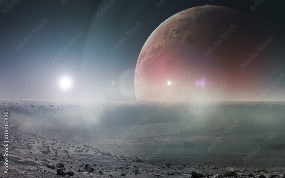 Poster view of mars from phobos. elements of this image furnished by nasa