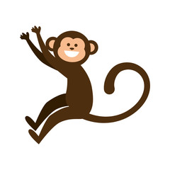 monkey smiling animal cartoon funny wildlife vector illustration