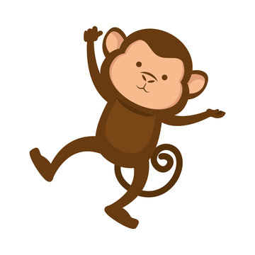 monkey smiling animal cartoon funny wildlife vector illustration
