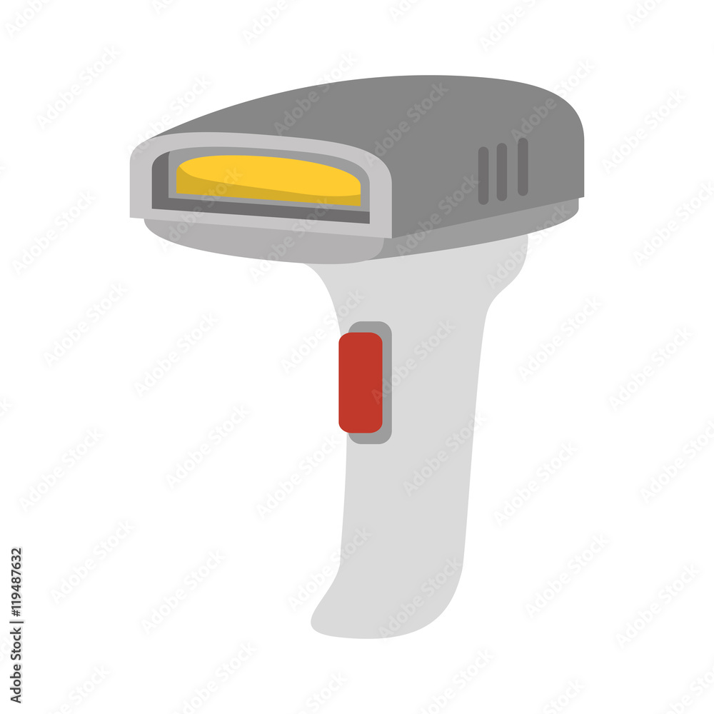 Poster bars code reader scanner identification electronic device vector illustration
