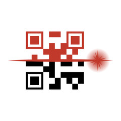 qr quick response code black squares barcode technology vector illustration
