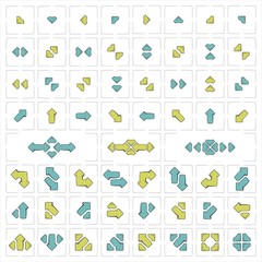 Arrows creative icons set - modern, color signs pack