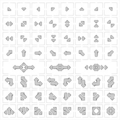 Arrows creative icons set - modern, gray signs pack