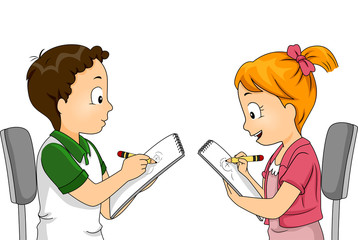 Kids Drawing Portrait Sketch