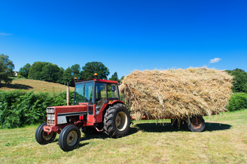Vintage tractor with hay