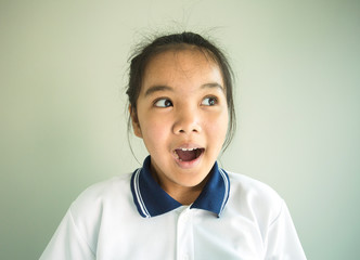 Asian girl to excited looking