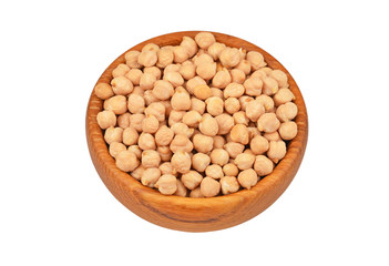 Chickpea in wooden bowl