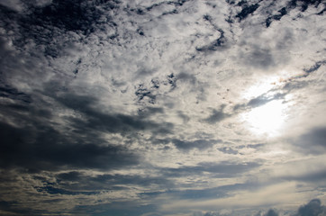 sky with clouds and sun.