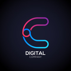 Letter C Logo Design.Linked shape circle symbol,Digital