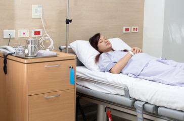beautiful asian patient sleep in bed